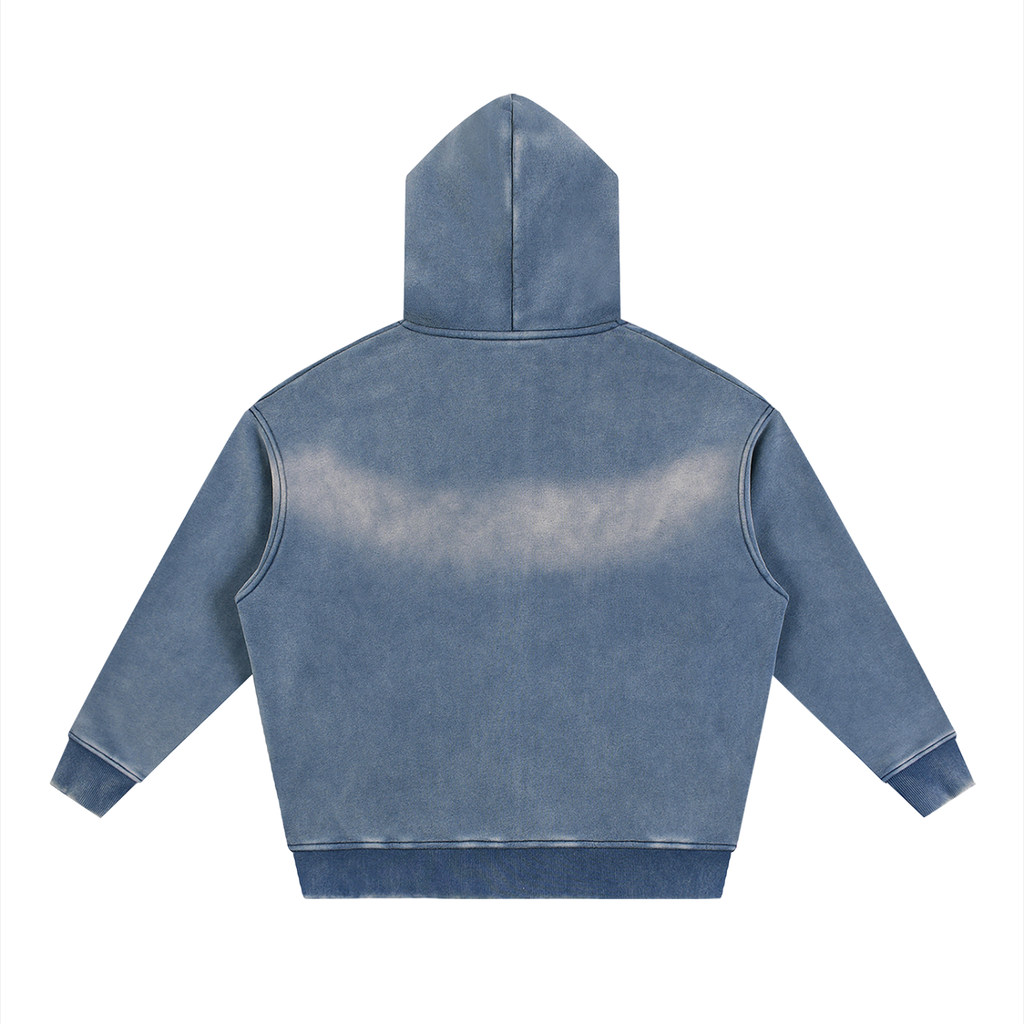 Blank Signature Sunfade Two-way Zipper Boxy Fleece Hoodie - Product Image