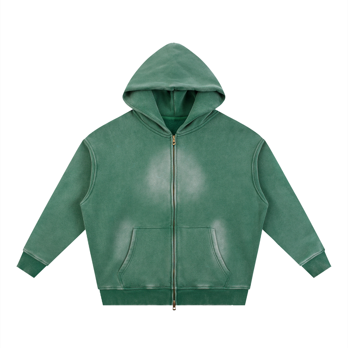 Blank Signature Sunfade Two-way Zipper Boxy Fleece Hoodie - Product Image