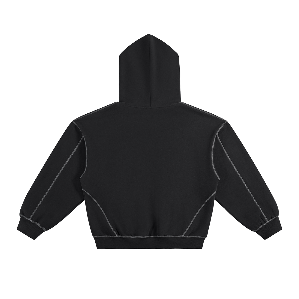 Signature Contrast-Stitched Boxy Fleece Hoodie
