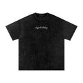 Faith Over Fear Snow Washed Oversized Cotton Graphic T-Shirt Black