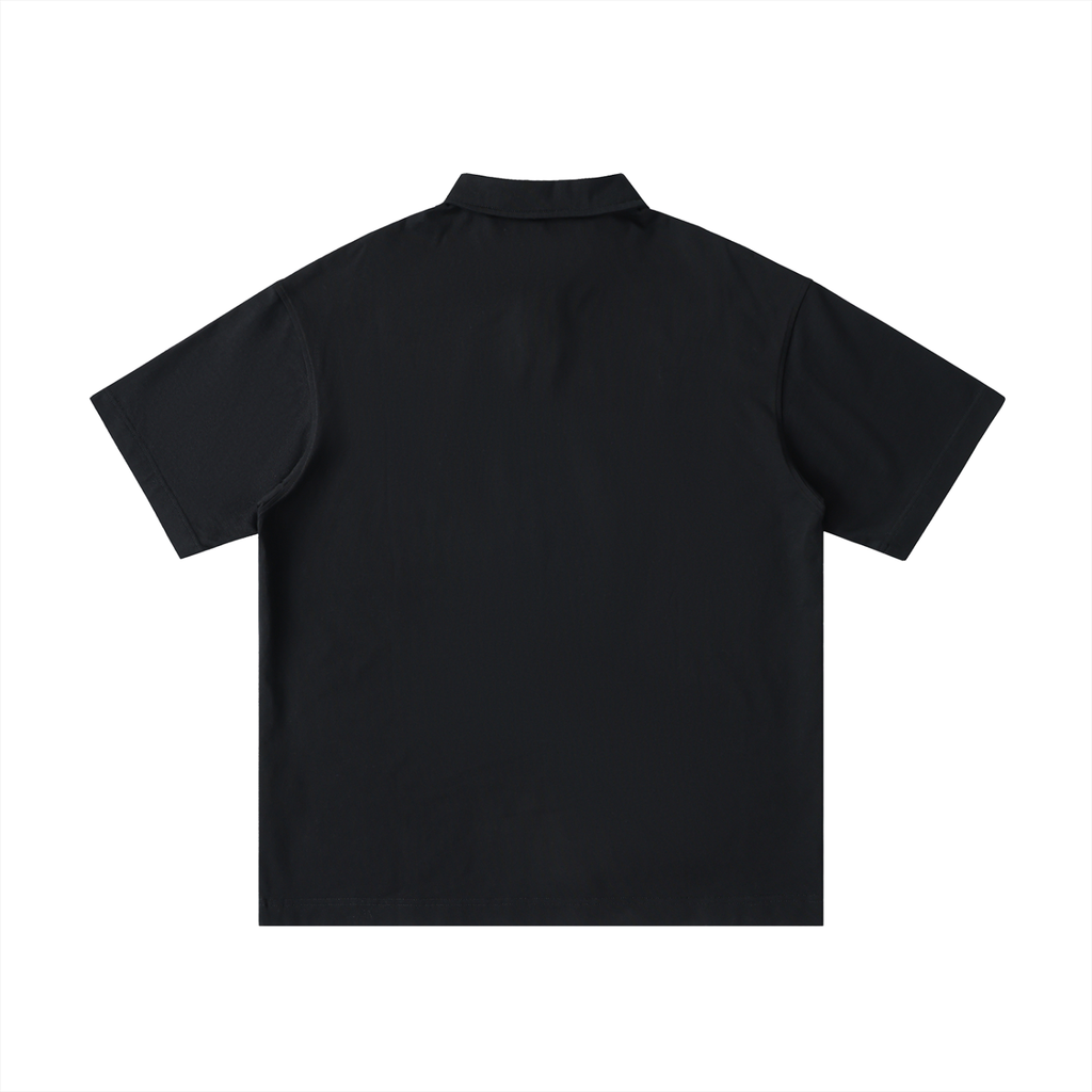 SIgnature Blank Loose Cotton Short-Sleeve Polo Shirt