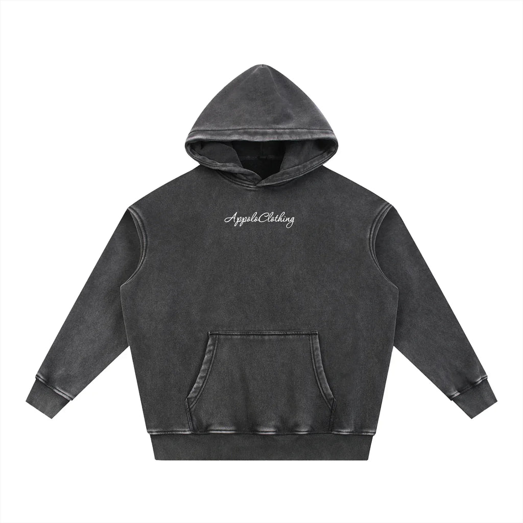Signature Snow Wash Fleece Oversize Hoodie Black