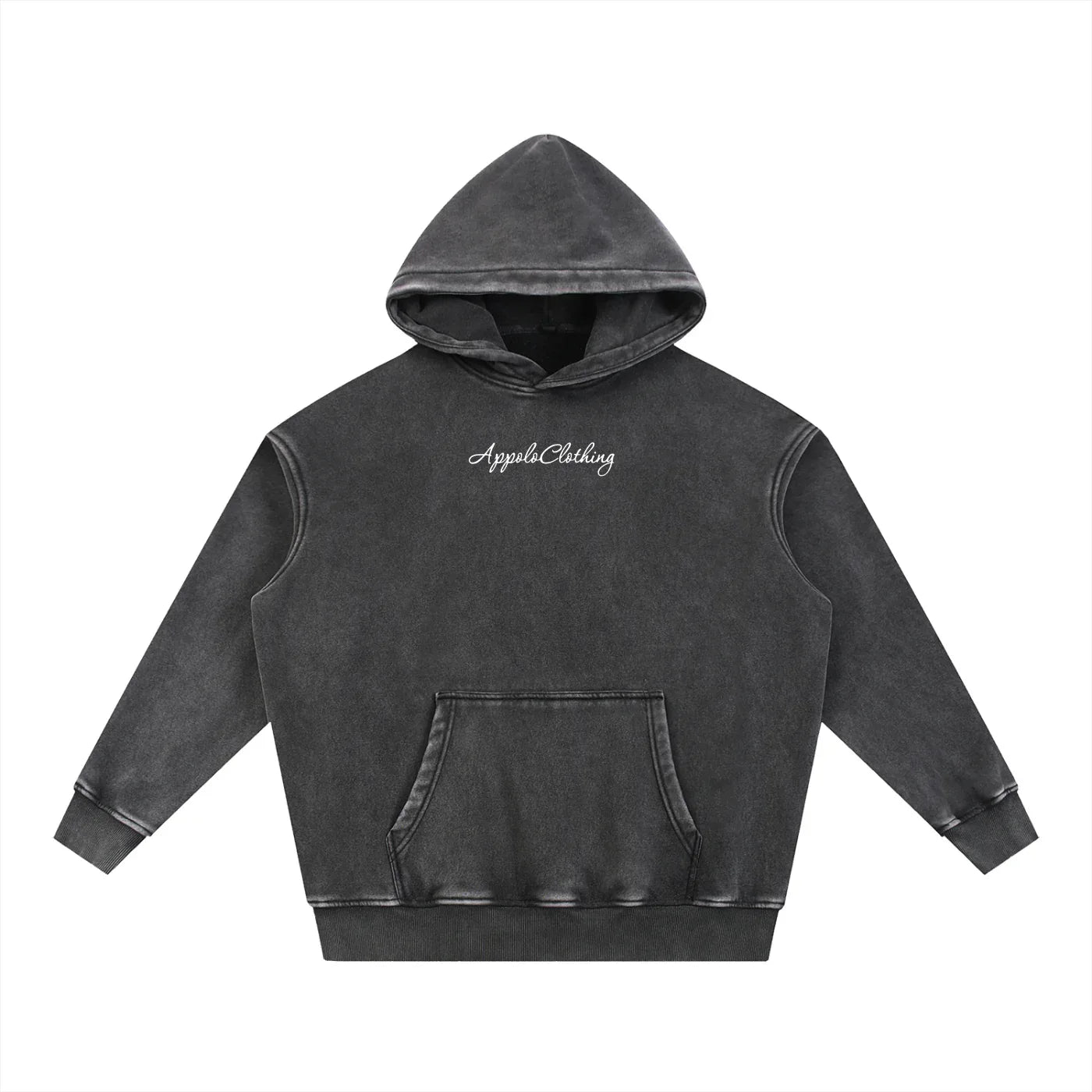 Signature Snow Wash Fleece Oversize Hoodie Black