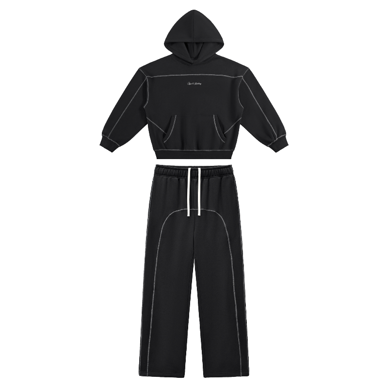 Contrast-Stitched Fleece Set