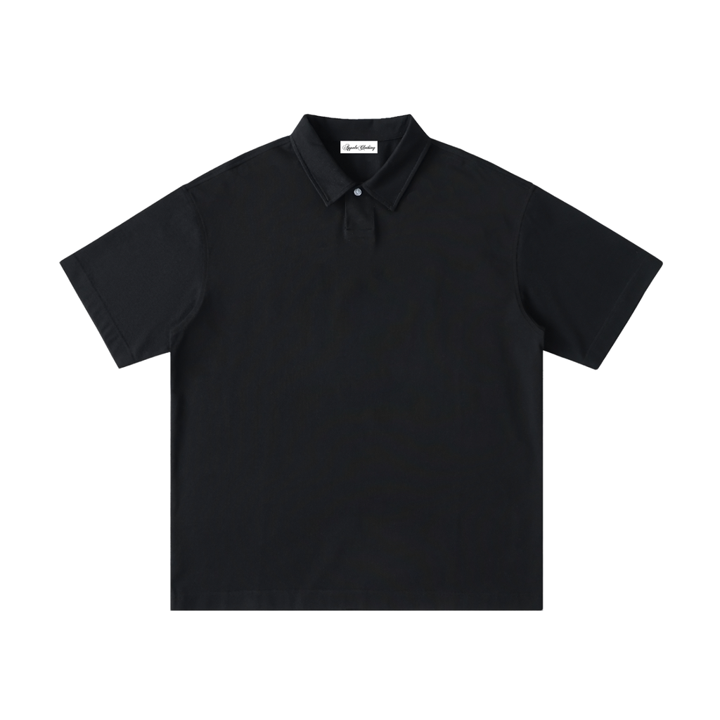 SIgnature Blank Loose Cotton Short-Sleeve Polo Shirt