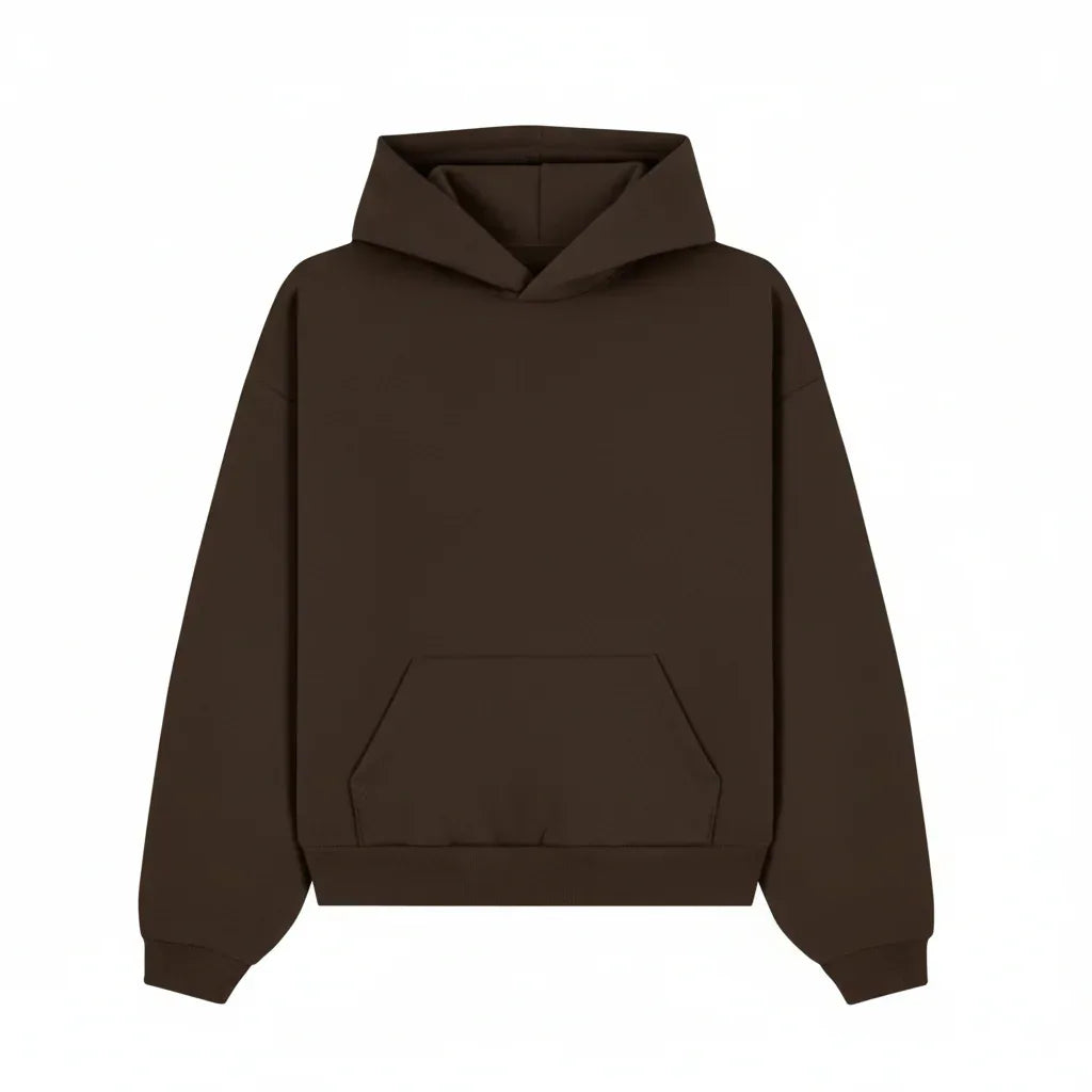 Heavy Cotton Blank Hoodie Chocolate Brown