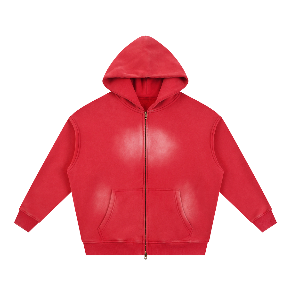 Blank Signature Sunfade Two-way Zipper Boxy Fleece Hoodie - Product Image