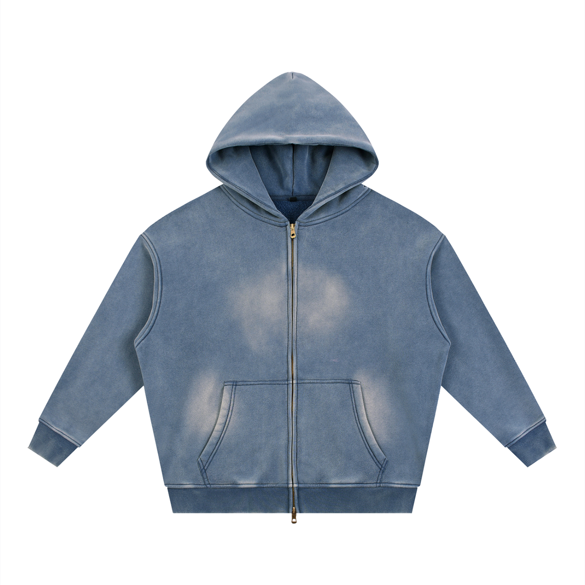 Blank Signature Sunfade Two-way Zipper Boxy Fleece Hoodie - Product Image