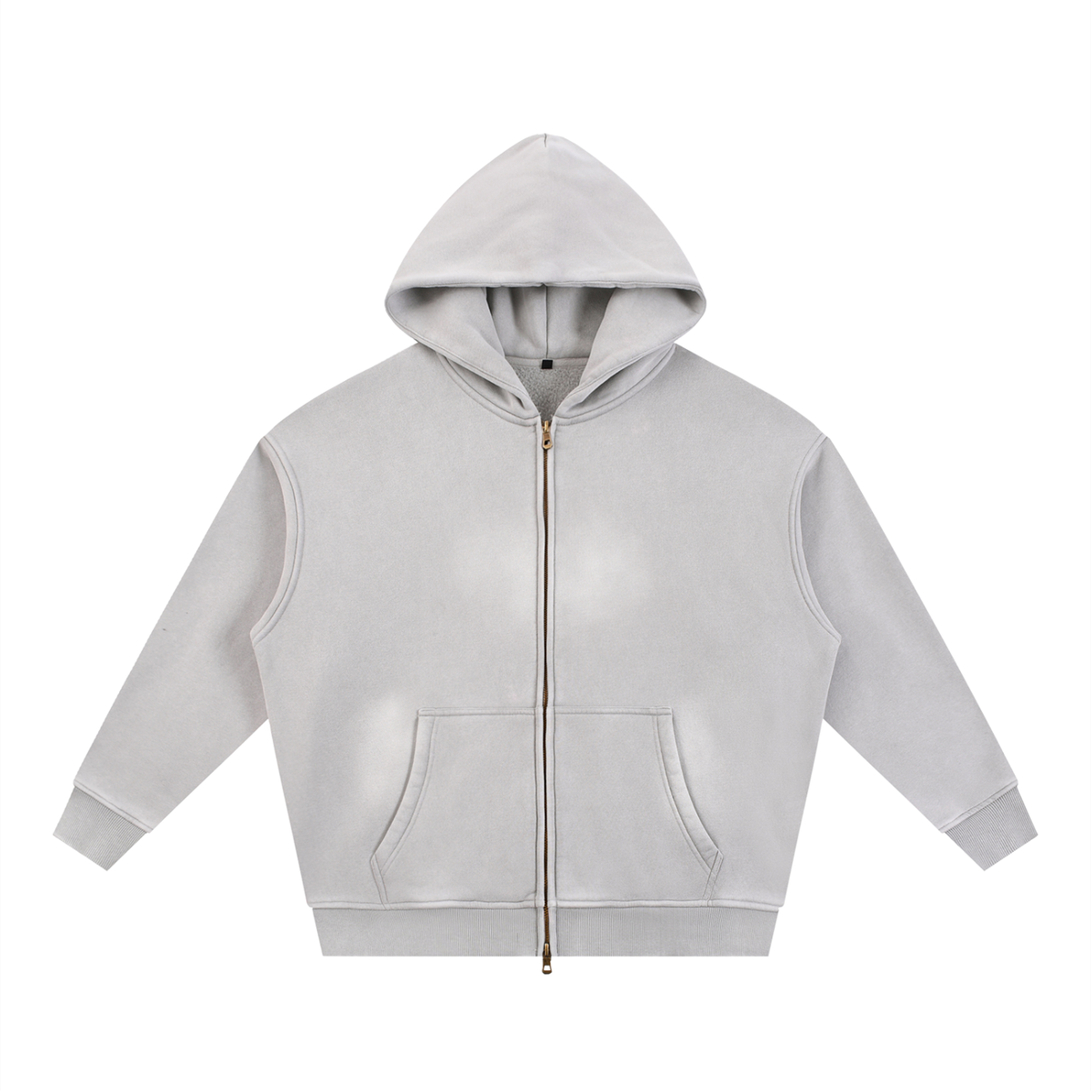 Blank Signature Sunfade Two-way Zipper Boxy Fleece Hoodie - Product Image